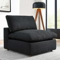 thumbnail image 1 of Commix Down Filled Overstuffed Boucle Fabric Armless Chair in Black, 1 of 9