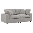 thumbnail image 1 of Commix Down Filled Overstuffed Boucle Fabric Loveseat in Light Gray, 1 of 5
