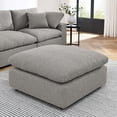 thumbnail image 1 of Modway Commix Upholstered Boucle Fabric & Solid Wood Ottoman in Light Gray, 1 of 8