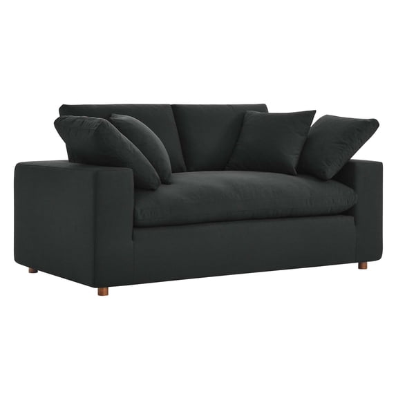 Modway Commix Upholstered Modern Fabric & Wood Loveseat in Black