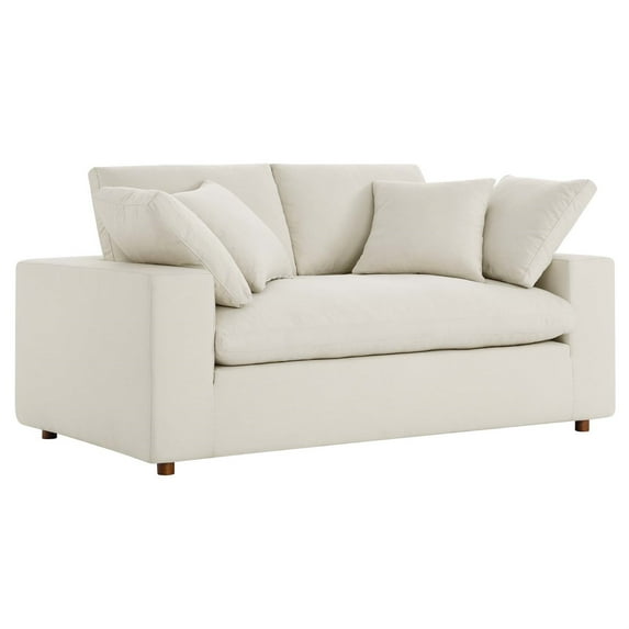 Modway Commix Down Filled Overstuffed Loveseat in Light Beige