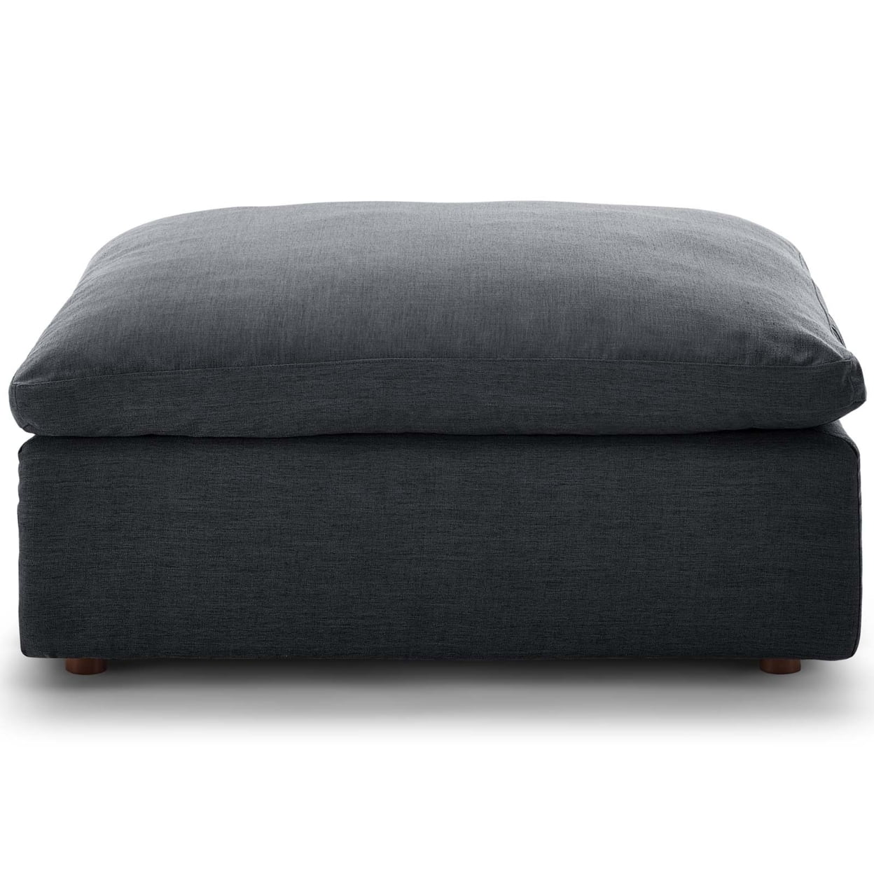 Commix Luxe Linen-Textured Gray Overstuffed Ottoman
