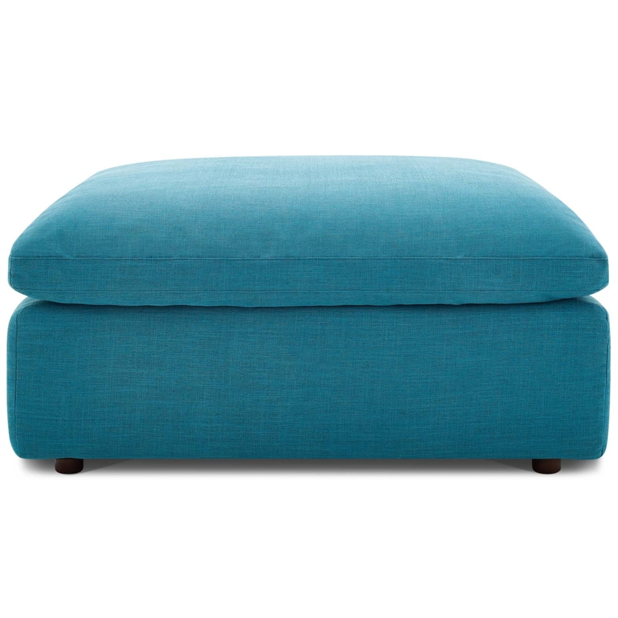 Plush Teal Polyester Overstuffed Modular Ottoman