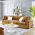 thumbnail image 1 of Modway Commix Down Filled Overstuffed Performance Velvet 3-Seater Sofa in Cognac, 1 of 10