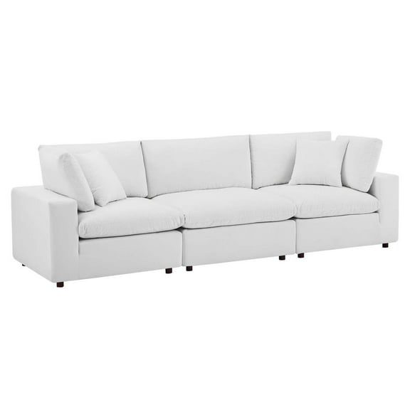 Modway Commix Down Filled Overstuffed Performance Velvet 3-Seater Sofa in White