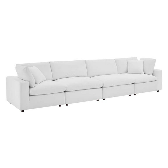 Modway Commix Down Filled Overstuffed Performance Velvet 4-Seater Sofa in White