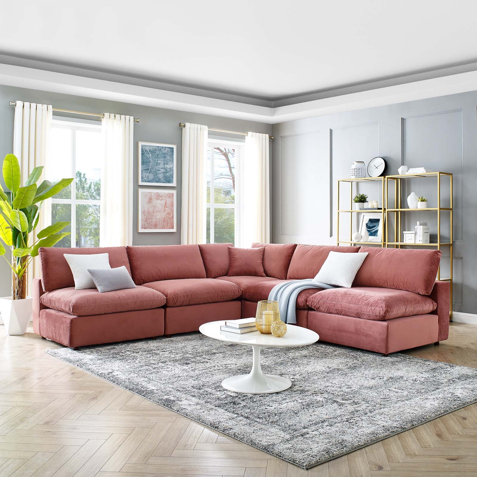 5-Piece Microsuede Modular Sofa