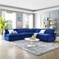 thumbnail image 1 of Modway Commix Down Filled Overstuffed Performance Velvet 5-Piece Sectional Sofa in Navy, 1 of 10