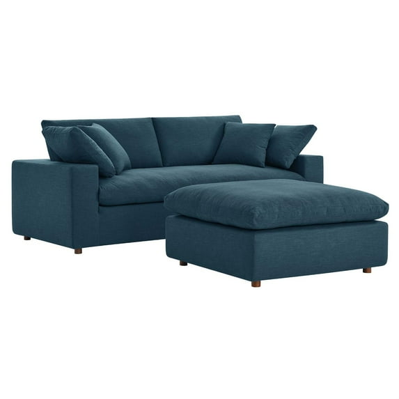 Modway Commix Down Filled Overstuffed Sectional Sofa in Azure