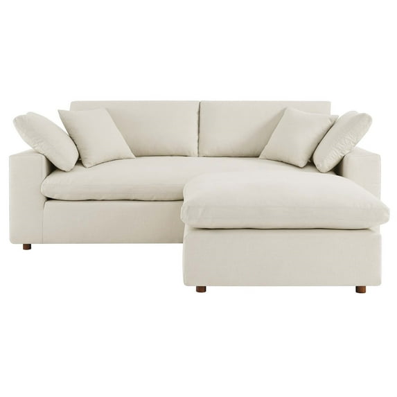 Modway Commix Down Filled Overstuffed Sectional Sofa in Light Beige