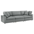 thumbnail image 1 of Modway Commix Down Filled Overstuffed Vegan Leather 3-Seater Sofa in Gray, 1 of 10