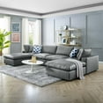 thumbnail image 1 of Modway Commix Down Filled Overstuffed Vegan Leather 6-Piece Sectional Sofa in Gray, 1 of 10