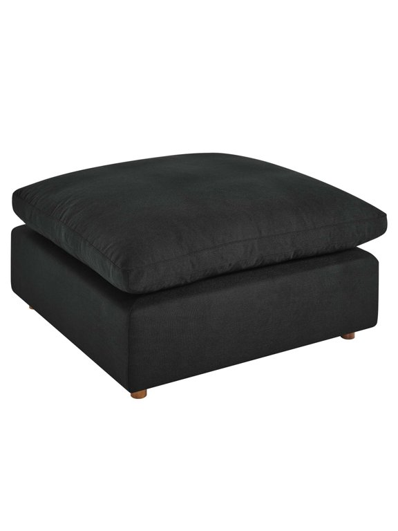Commix Modern Down Filled Overstuffed Fabric Ottoman in Black