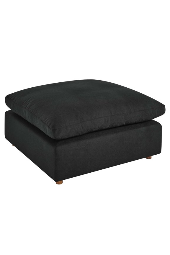 Commix Modern Down Filled Overstuffed Fabric Ottoman in Black