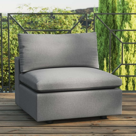 Modway Commix Overstuffed Outdoor Patio Armless Chair in Charcoal