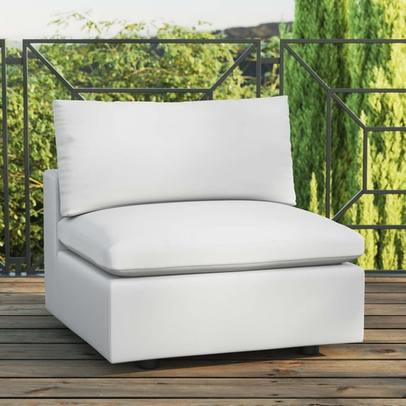 Modway Commix Overstuffed Outdoor Patio Armless Chair in White