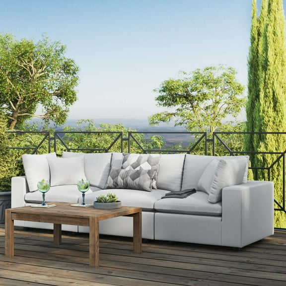 Modway Commix Overstuffed Outdoor Patio Sofa in White