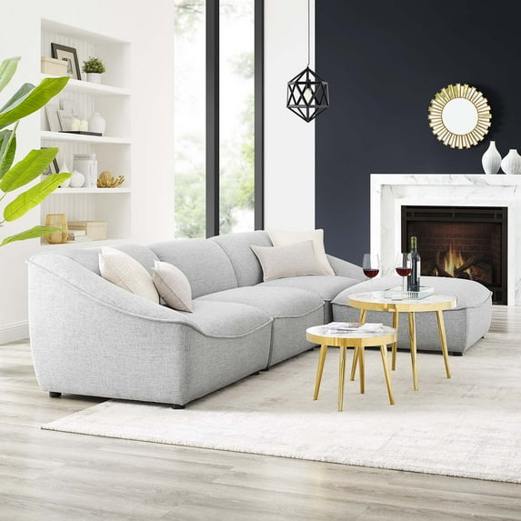 Modway Comprise 4-Piece Living Room Set in Light Gray