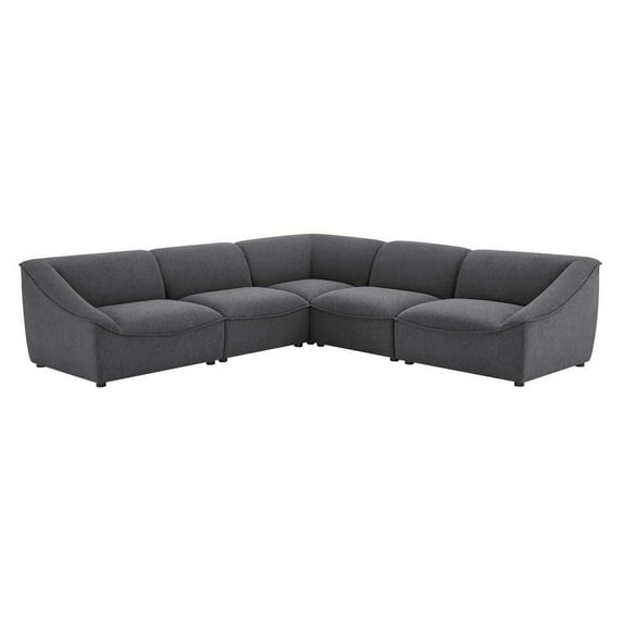 Modway Comprise 5-Piece Sectional Sofa in Charcoal