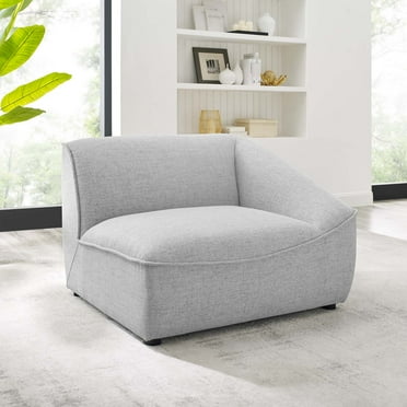 Modway Comprise Fabric Right Arm Sectional Sofa Chair in Light Gray