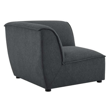 Modway Comprise Polyester Fabric Corner Sectional Sofa Chair in Charcoal