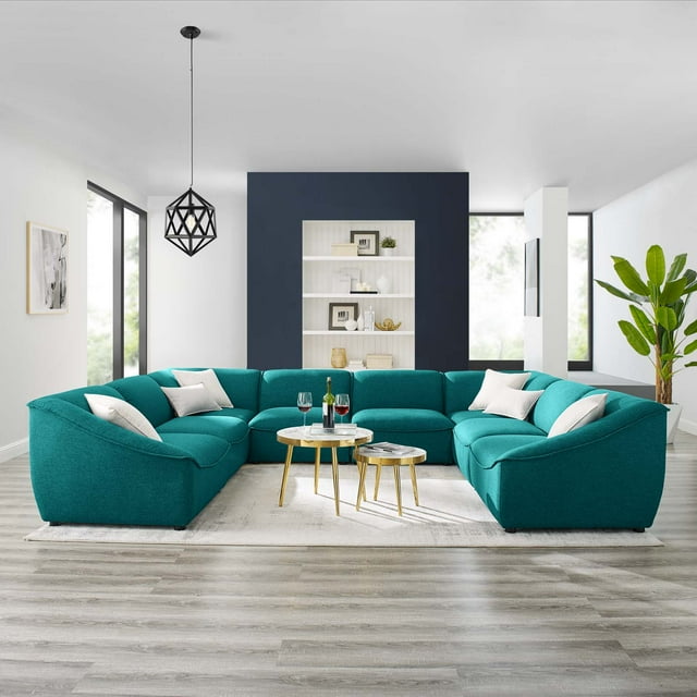 Modway Comprise Sectional Sofa, Teal Fabric