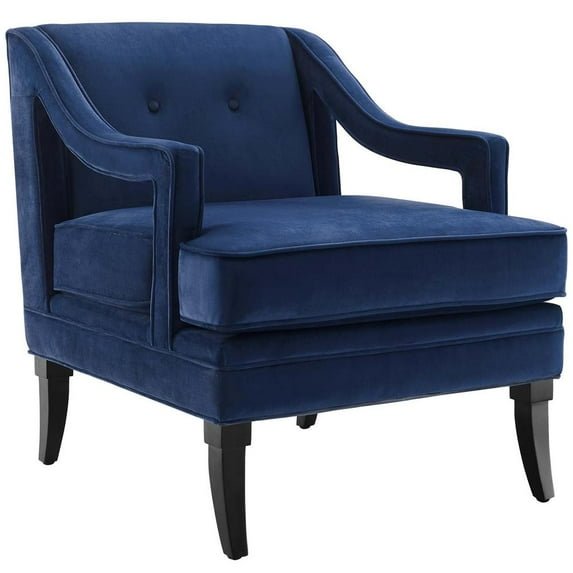 Modway Concur Button Tufted Performance Velvet Armchair in Navy