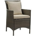 thumbnail image 1 of Modway Conduit 17" Rattan & Aluminum Patio Dining Armchair in Brown & Beige, 1 of 4