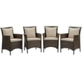 thumbnail image 1 of Modway Conduit Outdoor Patio Wicker Rattan Dining Armchair Set of 4 in Brown Beige, 1 of 3
