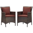 thumbnail image 1 of Modway Conduit Outdoor Patio Wicker Rattan Dining Armchair Set of 2 in Brown Currant, 1 of 4