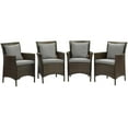 thumbnail image 1 of Modway Conduit Outdoor Patio Wicker Rattan Dining Armchair Set of 4 in Brown Gray, 1 of 3