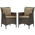 thumbnail image 1 of Modway Conduit Outdoor Patio Wicker Rattan Dining Armchair Set of 2 in Brown Mocha, 1 of 4