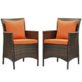 thumbnail image 1 of Modway Conduit Outdoor Patio Wicker Rattan Dining Armchair Set of 2 in Brown Orange, 1 of 4