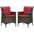 thumbnail image 1 of Modway Conduit 17" Rattan Patio Dining Armchair in Brown/Red (Set of 2), 1 of 3
