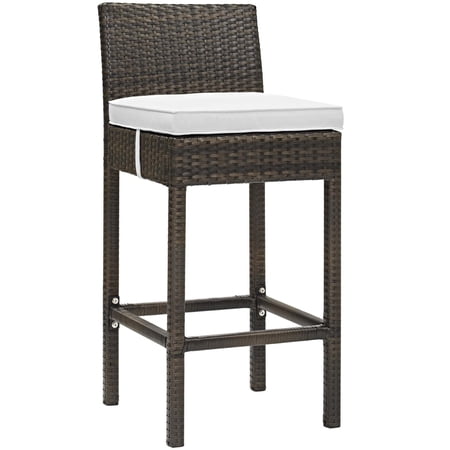 Conduit Outdoor Patio Wicker Rattan Bar Stool (2799-BRN-WHI)
