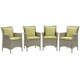 thumbnail image 1 of Modway Conduit 34.5" Rattan Patio Dining Armchair in Gray & Peridot (Set of 4), 1 of 3