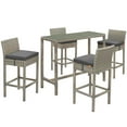 thumbnail image 1 of Modway Conduit 5 Piece Outdoor Patio Wicker Rattan Set in Light Gray Charcoal, 1 of 7