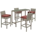 thumbnail image 1 of Modway Conduit 5 Piece Outdoor Patio Wicker Rattan Set in Light Gray Currant, 1 of 7