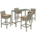thumbnail image 1 of Modway Conduit 5 Piece Outdoor Patio Wicker Rattan Set in Light Gray Mocha, 1 of 7