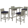 thumbnail image 1 of Modway Conduit 5 Piece Outdoor Patio Wicker Rattan Set in Light Gray Navy, 1 of 7