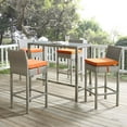 thumbnail image 1 of Modway Conduit 5 Piece Outdoor Patio Wicker Rattan Set in Light Gray Orange, 1 of 7