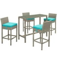 thumbnail image 1 of Modway Conduit 5 Piece Outdoor Patio Wicker Rattan Set in Light Gray Turquoise, 1 of 7