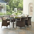 thumbnail image 1 of Modway Conduit 7 Piece Outdoor Patio Wicker Rattan Dining Set in Brown Beige, 1 of 6