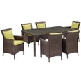 thumbnail image 1 of Modway Conduit 7 Piece Outdoor Patio Wicker Rattan Dining Set in Brown Peridot, 1 of 7