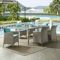 thumbnail image 1 of Modway Conduit 7 Piece Outdoor Patio Wicker Rattan Dining Set in Light Gray Turquoise, 1 of 6