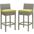 thumbnail image 1 of Modway Conduit Bar Stool Outdoor Patio Wicker Rattan Set of 2 in Light Gray Peridot, 1 of 4