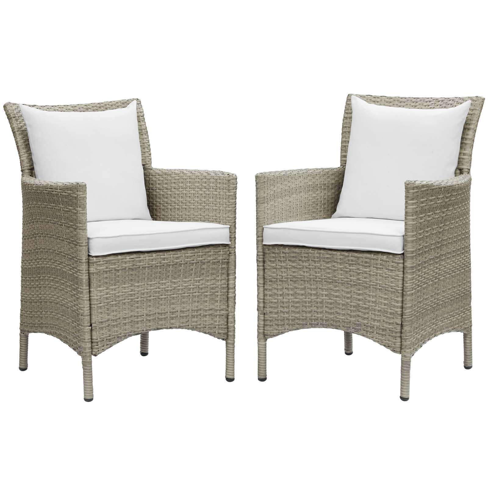 Conduit 49" Light Gray & White Outdoor Wicker Rattan Dining Armchair