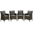 thumbnail image 1 of Modway Conduit Outdoor Patio Wicker Rattan Dining Armchair Set of 4 in Brown Charcoal, 1 of 3