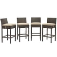 thumbnail image 1 of Modway Conduit Bar Stool Outdoor Patio Wicker Rattan Set of 4 in Brown Beige, 1 of 6