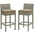 thumbnail image 1 of Modway Conduit Outdoor Wicker Rattan Bar Stool in Light Gray/Mocha (Set of 2), 1 of 4